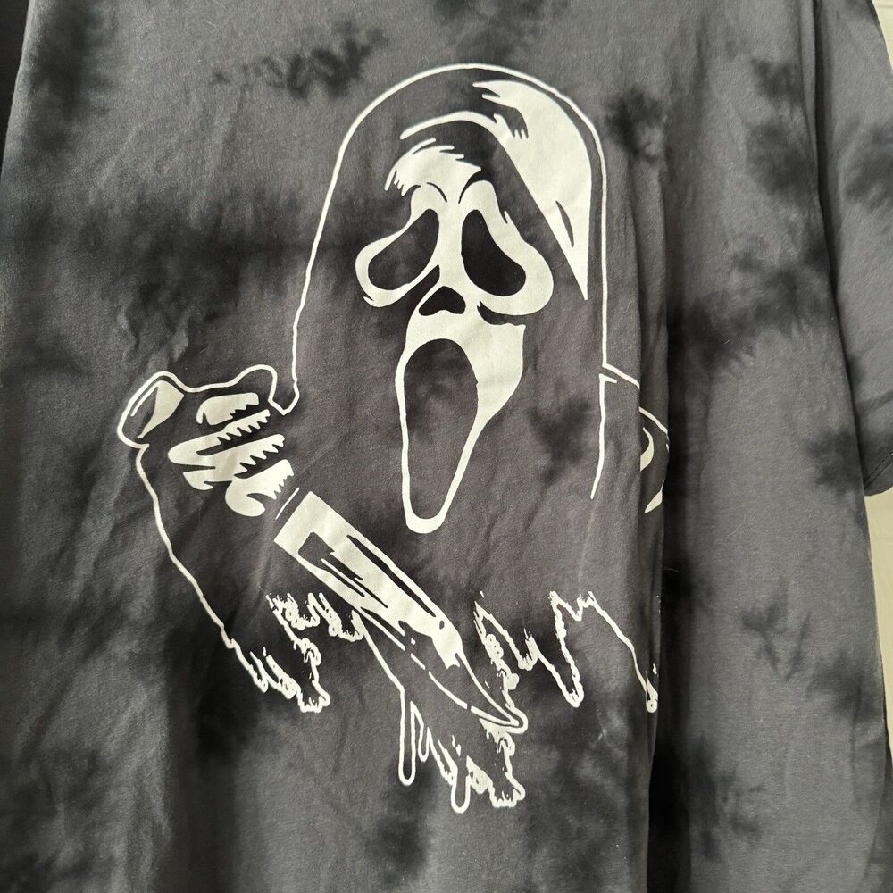 Ghost Face Tie Dye Unisex T Shirt Size 3/2X-3X Black Halloween Horror Graphic - Picture 3 of 10